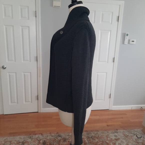 Wool blend gray open cardigan sweater - Picture 4 of 12